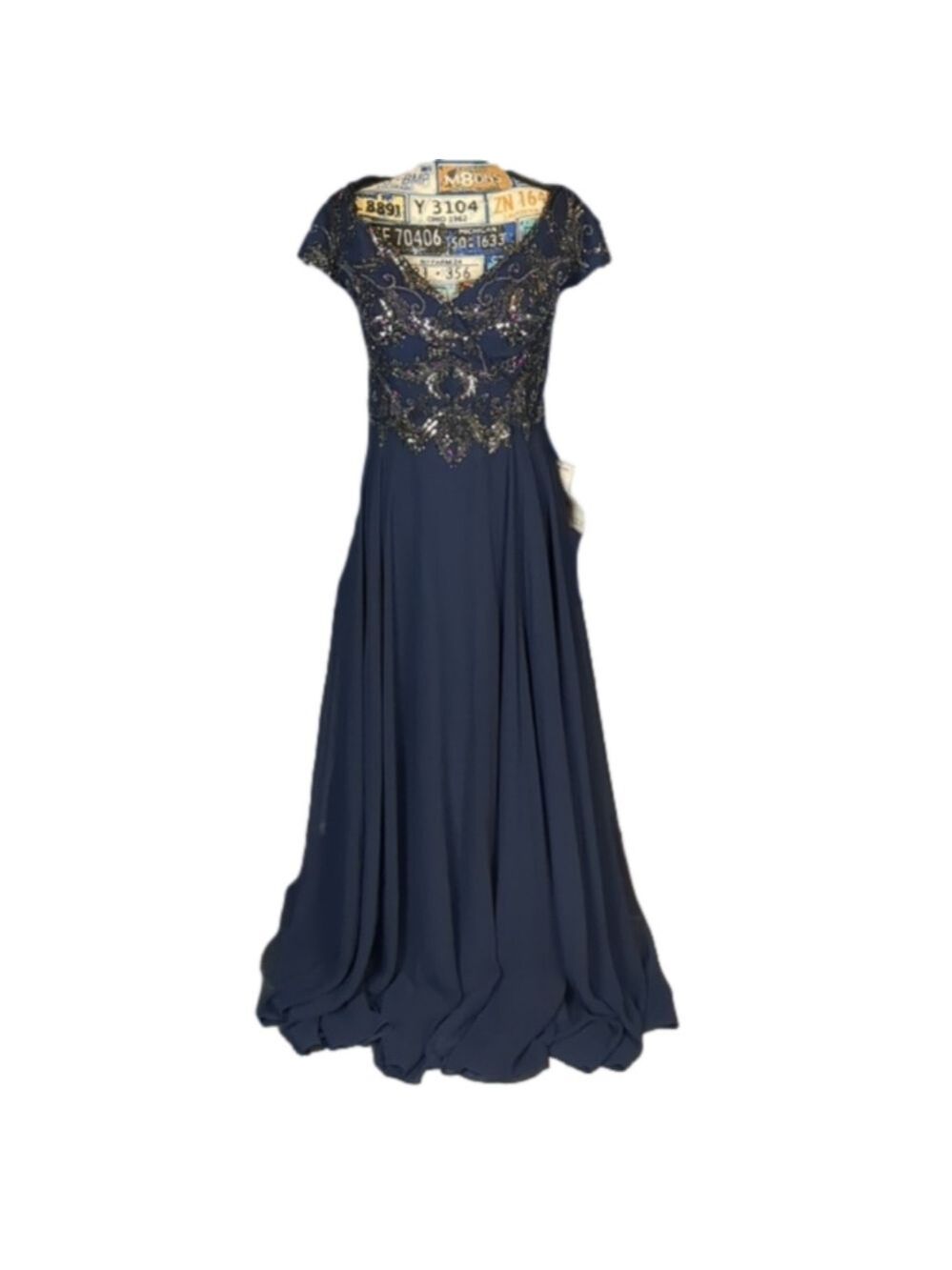 Xscape navy blue beaded formal gown size 6